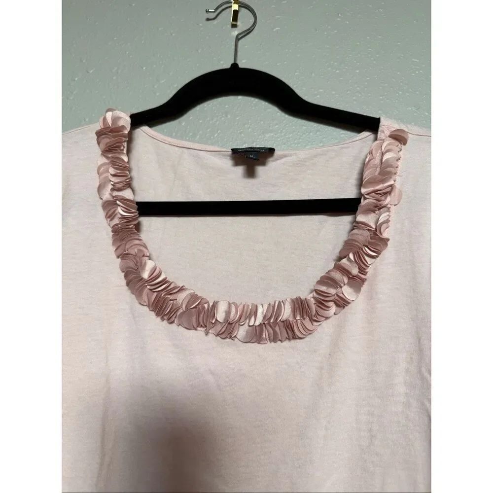 Talbots Pink Pima Cotton Embellished Neck Top Medium - Picture 4 of 10